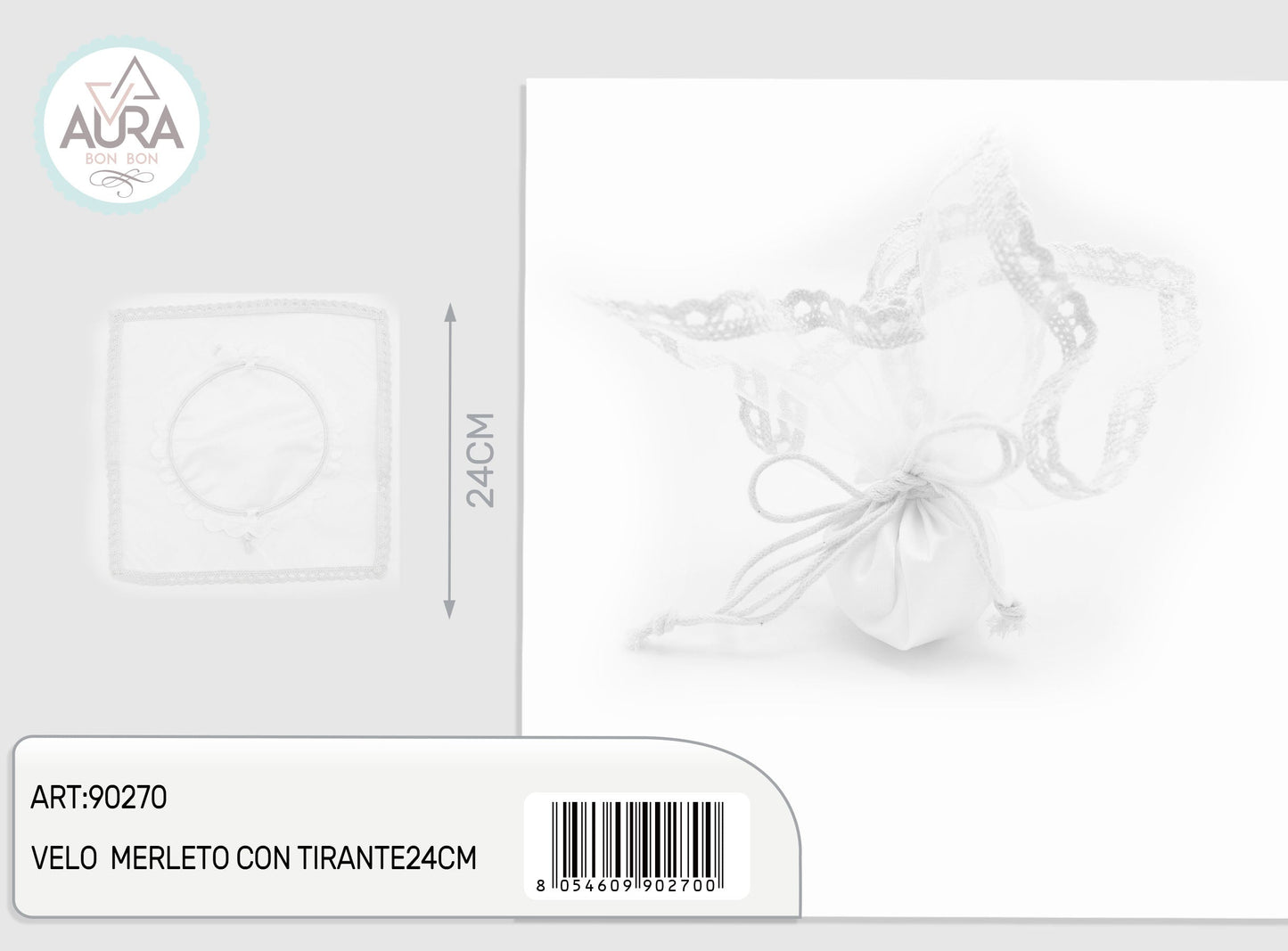 velo merletto con tirante 24cm bianco