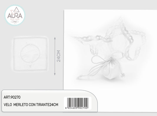 velo merletto con tirante 24cm bianco