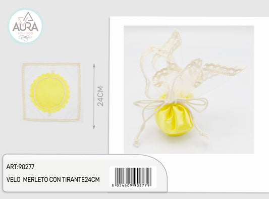 velo merletto con tirante 24cm giallo