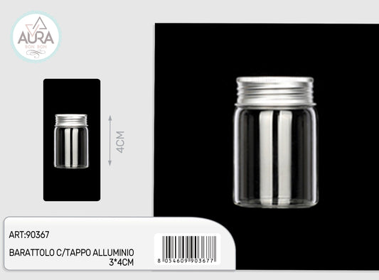 barattolo in vetro con tappo alluminio 3x4cm
