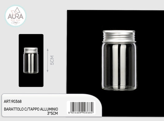 barattolo in vetro con tappo alluminio 3x5cm