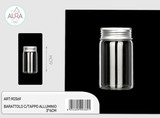 barattolo in vetro con tappo alluminio 3x6cm
