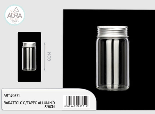 barattolo in vetro con tappo alluminio 3x8cm