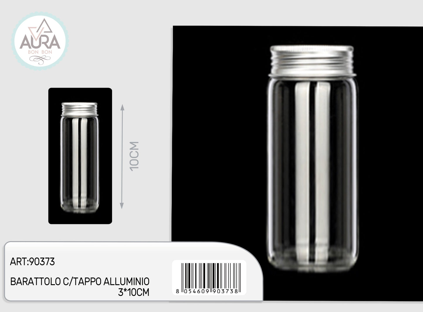 barattolo in vetro con tappo alluminio 3x10cm