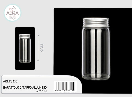 barattolo in vetro con tappo alluminio 3x9cm