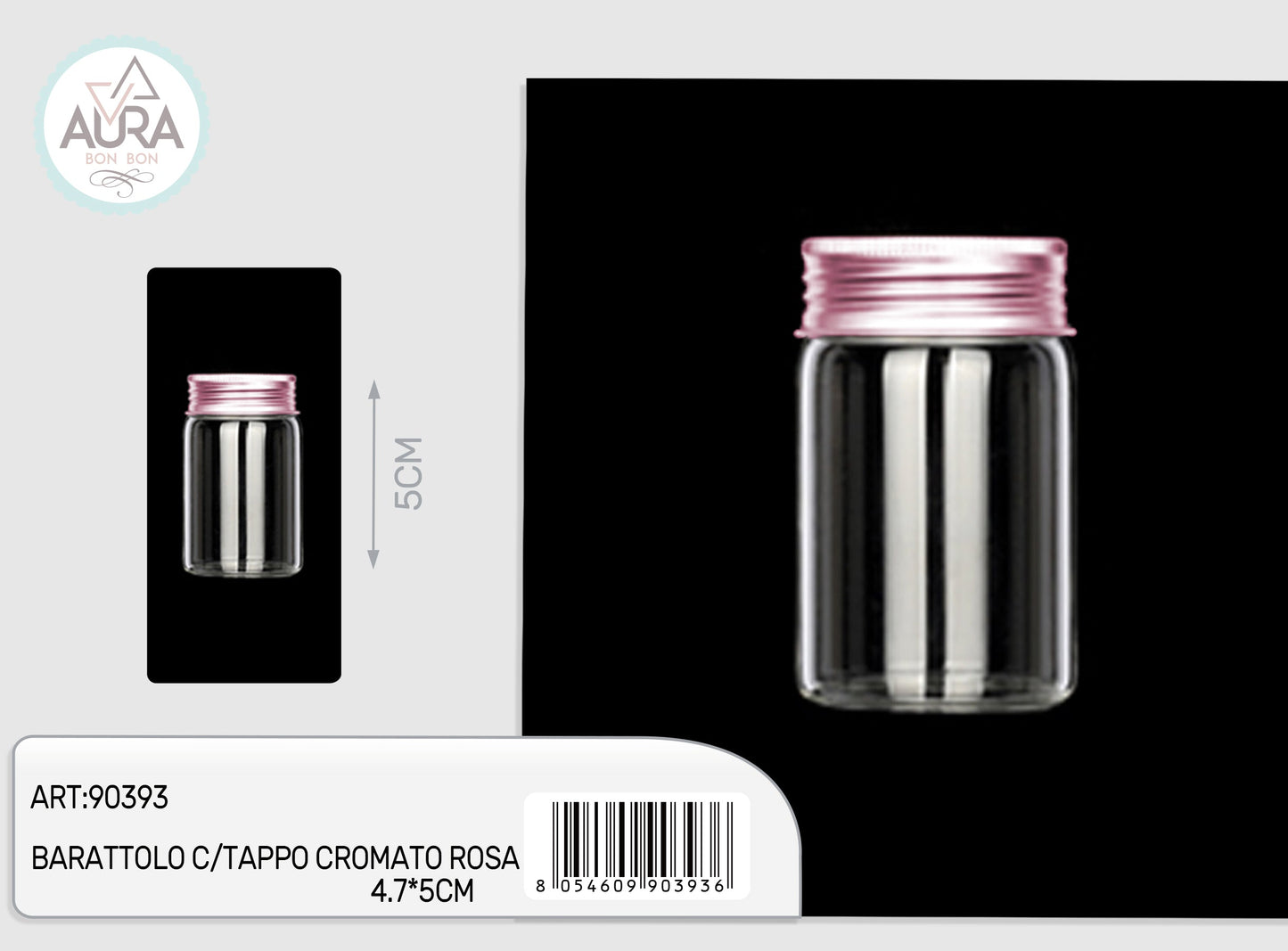 barattolo in vetro con tappo cromato rosa 4,7x5cm