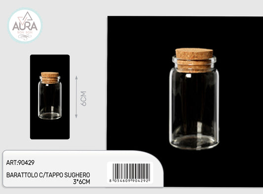 barattolo in vetro con tappo sughero 3x6cm