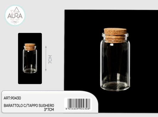barattolo in vetro con tappo sughero 3x7cm