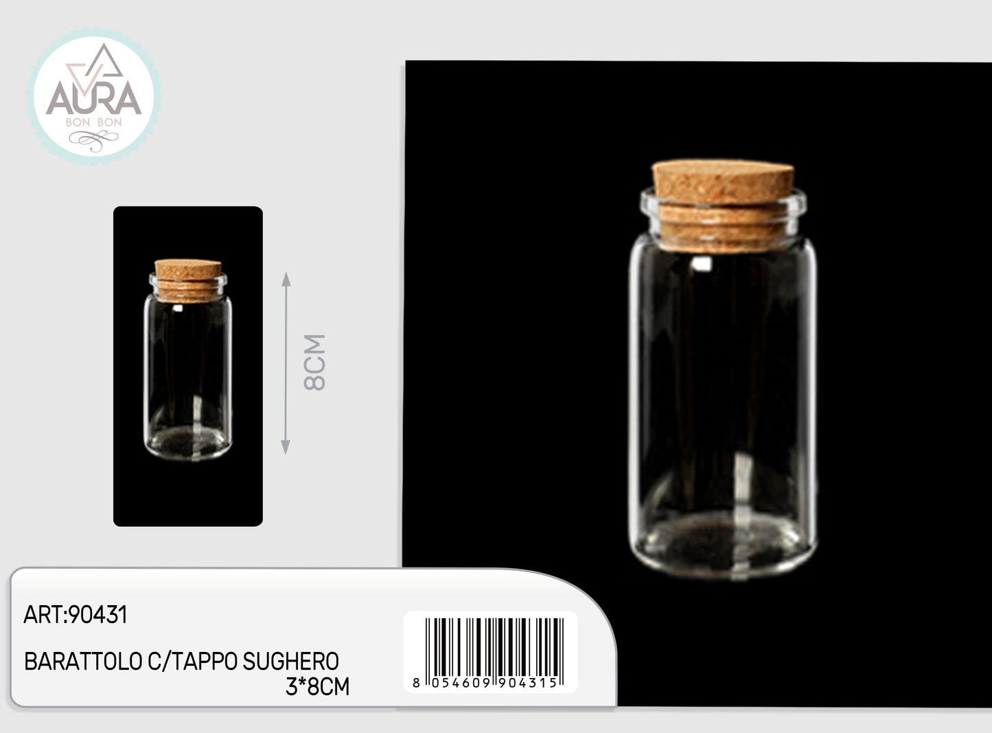 barattolo in vetro con tappo sughero 3x8cm