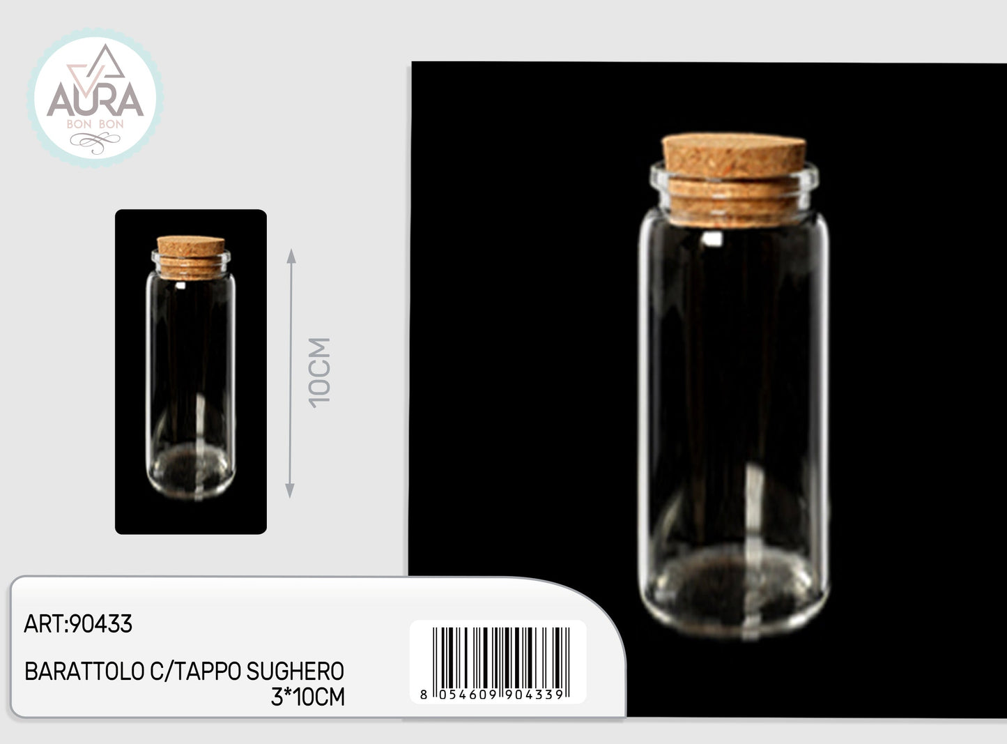 barattolo in vetro con tappo sughero 3x10cm