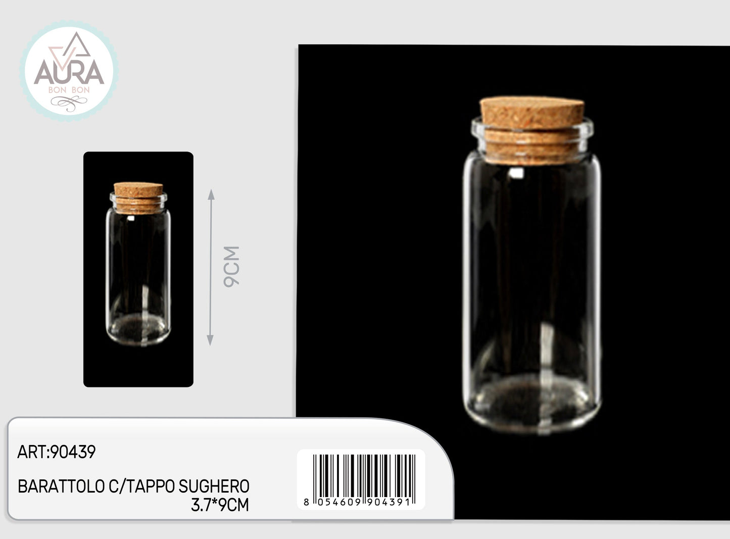 barattolo in vetro con tappo sughero 3x9cm