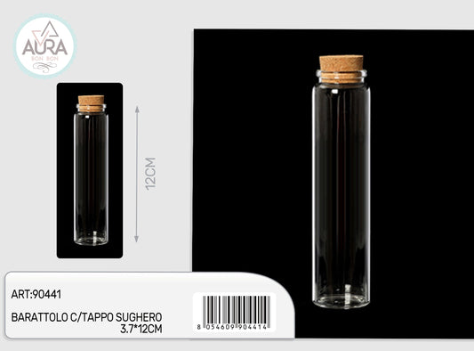 barattolo in vetro con tappo sughero 3,7x12cm