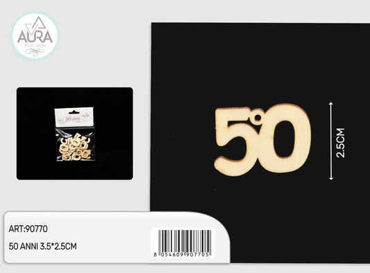 50 anni  decorazione in legno naturale 12pz