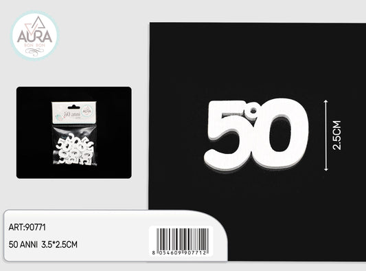 50 anni  decorazione in legno bianco 12pz
