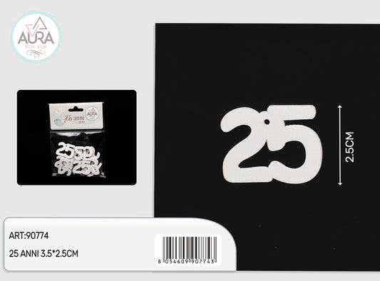 25 anni  decorazione in legno 12pz bianco