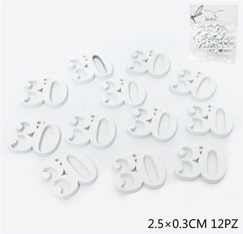 Tag in legno bianco 30 2,5cm 10pz