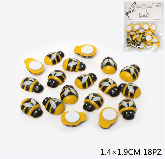 Api in legno con adesivo 1,4x1,9cm 18pz