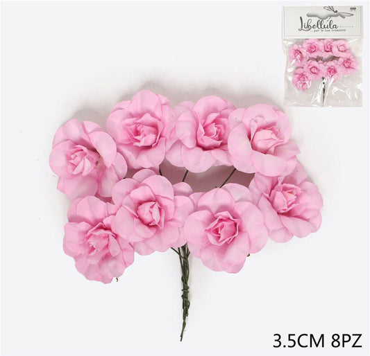 Fiori artificiali rosa  3,5cm 8pz