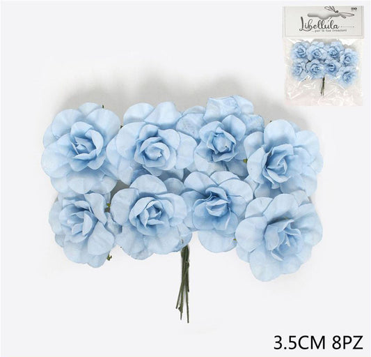 Fiori artificiali azzurri  3,5cm 8pz