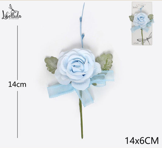 Fiore azzurro per decorazioni 14x6cm