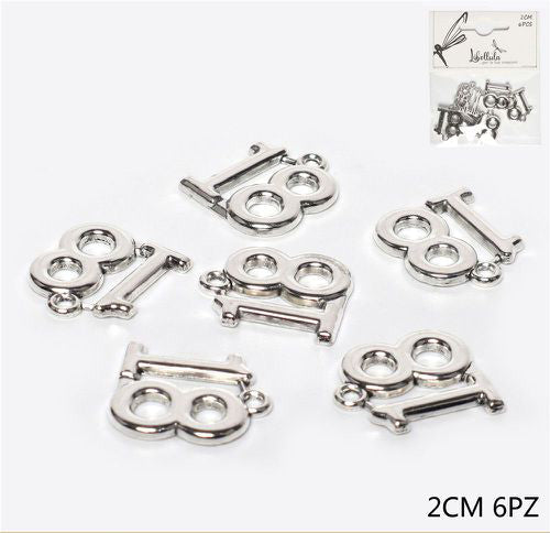 Ciondolo in metallo 18 color argento 3cm 6pz