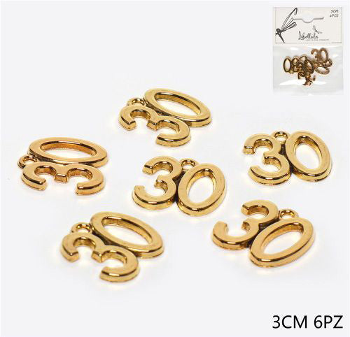 Ciondolo in metallo 30 color oro 3cm 6pz