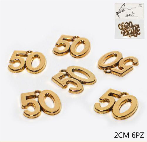Ciondolo in metallo 50 color oro 2cm 6pz