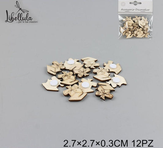 Tag in legno con adesivo per Laurea 3cm 12pz