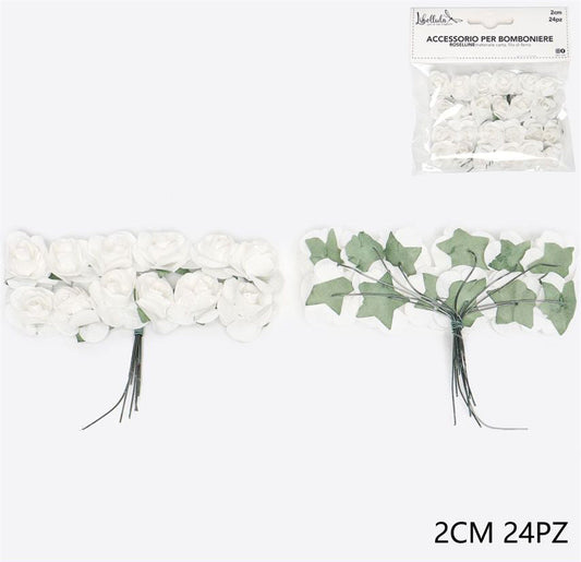 Rose finte bianche 2cm 24pz