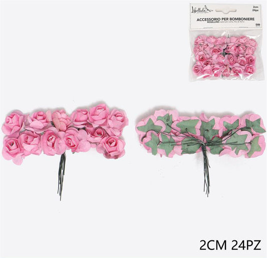 Rose finte rosa 2cm 24pz