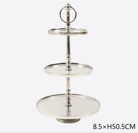 Alzatina in metallo a tre piani con anello 8,5x50,5cm