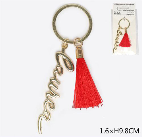 Portachiavi Laurea con nappa rossa 9,8x1,6cm
