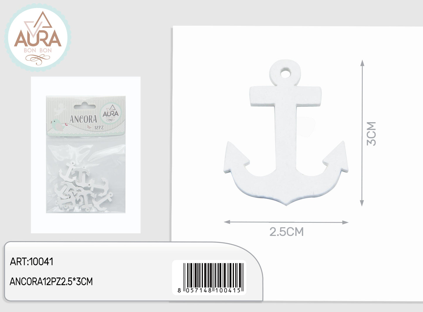 ancora 12pz 2,5x3cm bianco