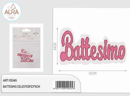 tag battesimo rosa 3pz 3x5cm