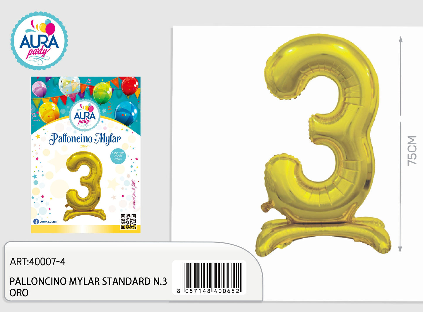 palloncini mylar standard n.3 oro