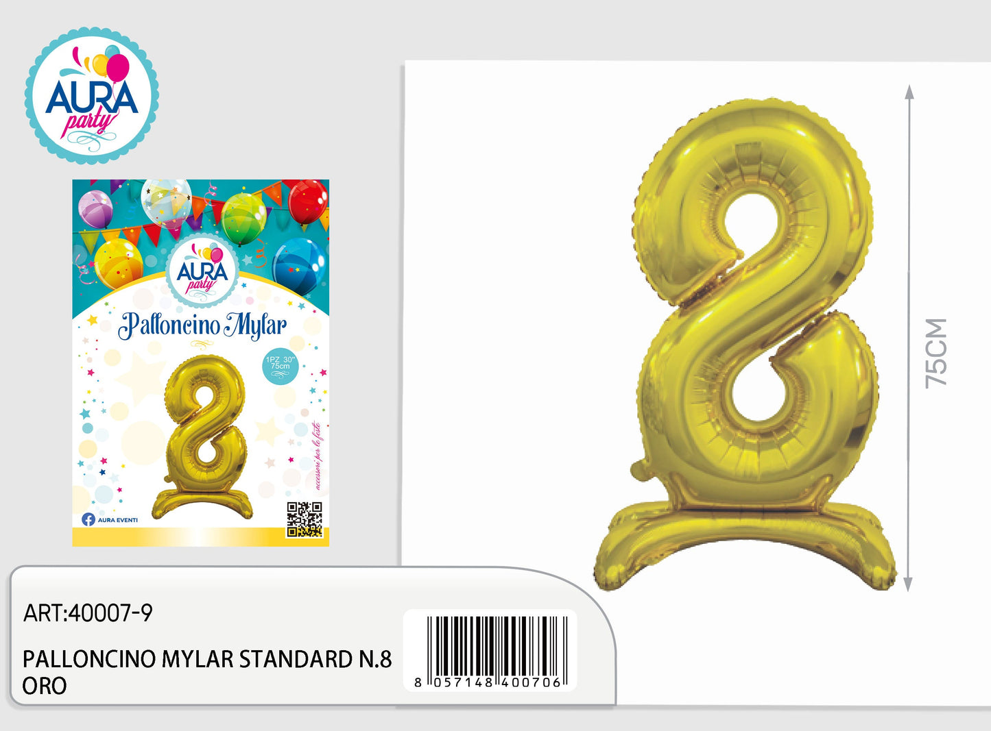 palloncini mylar standard n.8 oro