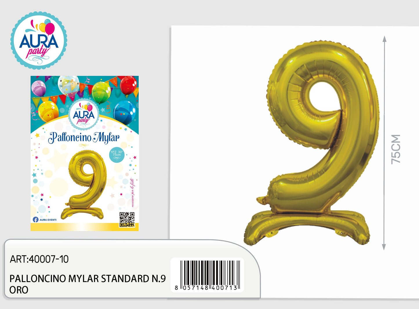 palloncini mylar standard n.9 oro