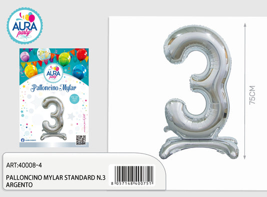 palloncini mylar standard n.3 argento