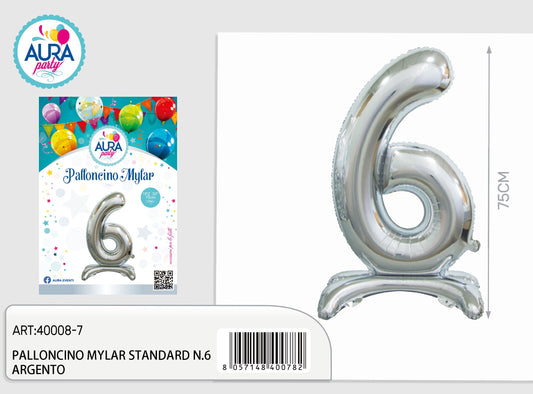 palloncini mylar standard n.6 argento