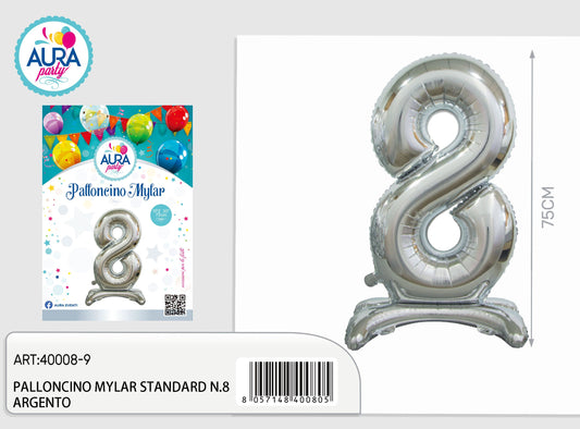 palloncini mylar standard n.8 argento