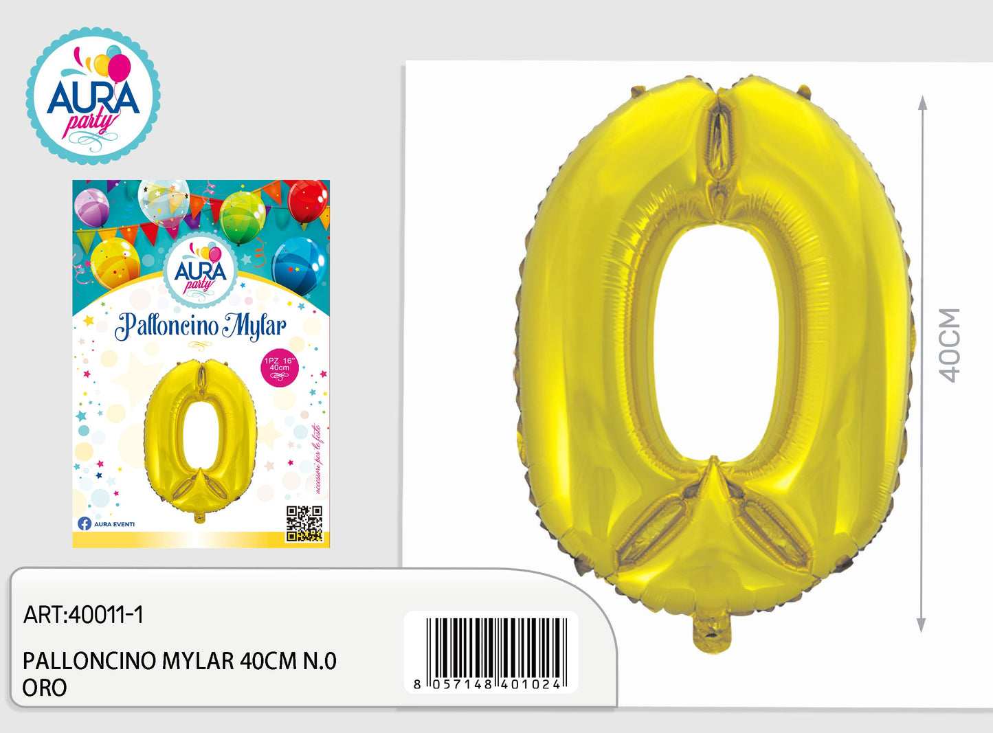 palloncini mylar 18inch n.0 oro