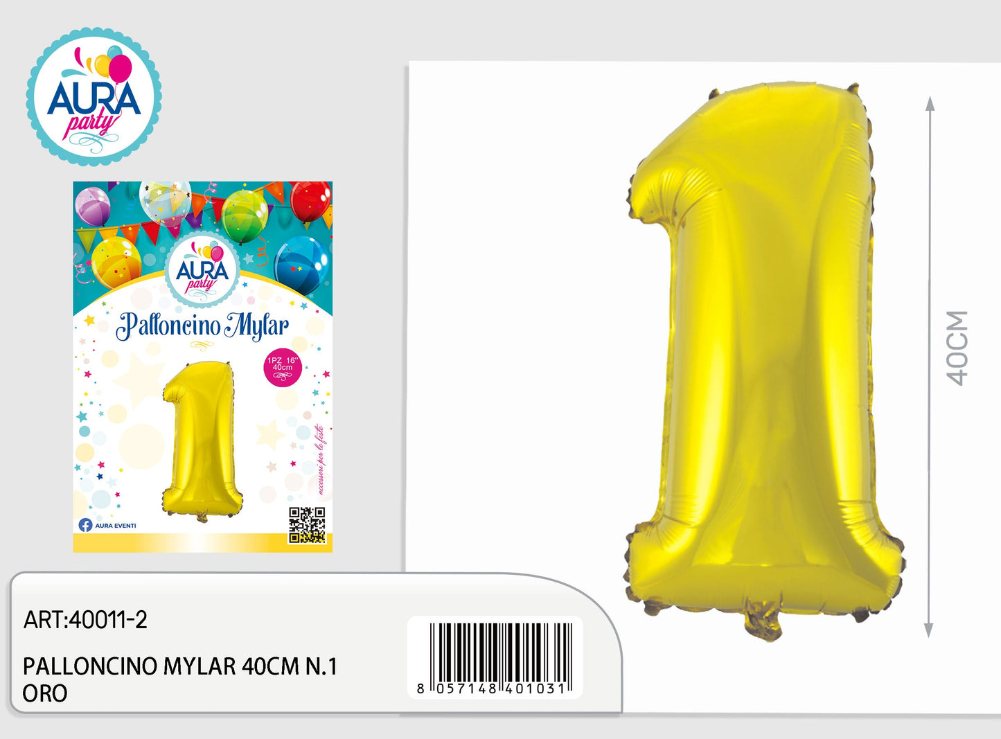 palloncini mylar 18inch n.1 oro