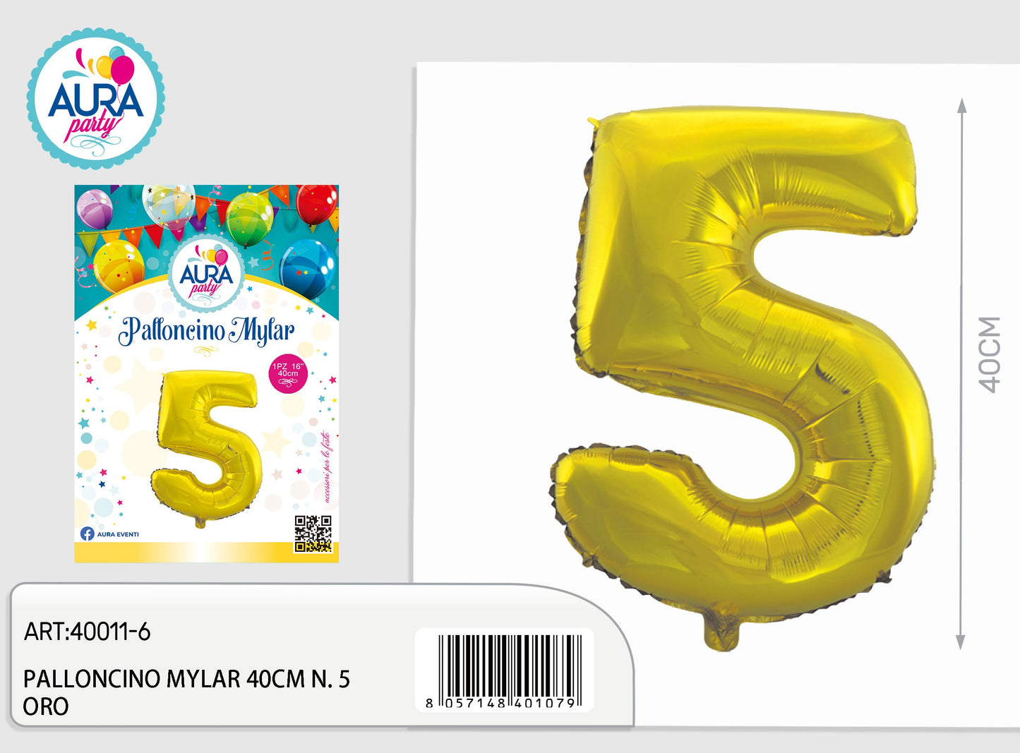 palloncini mylar 18inch n.5 oro