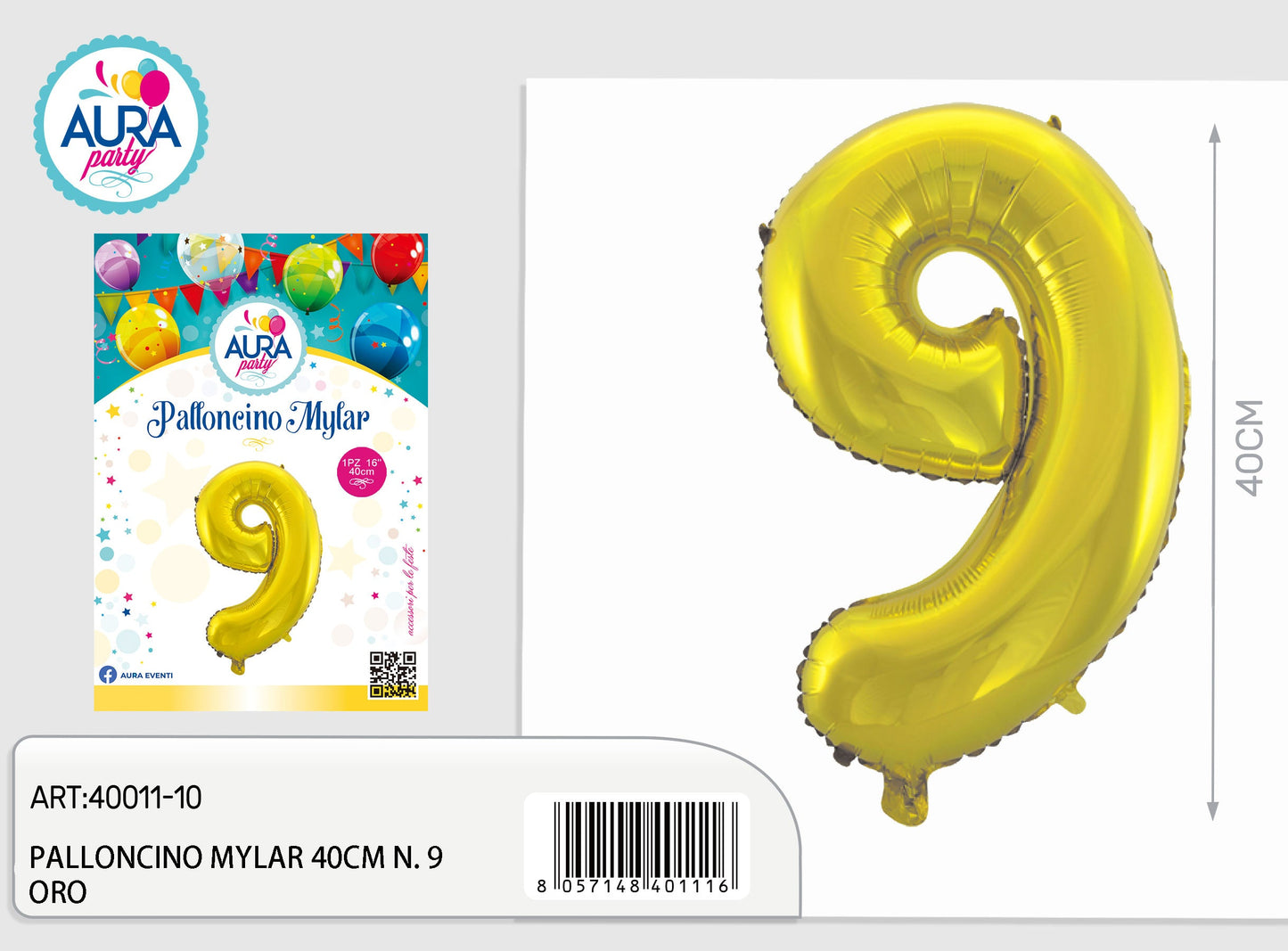 palloncini mylar 18inch n.9 oro