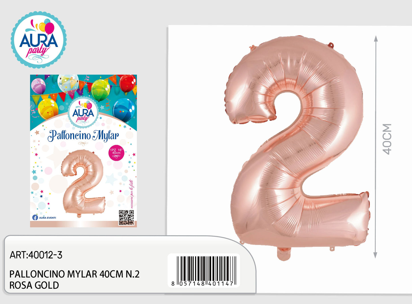 palloncini mylar 18inch n.2 rosa gold