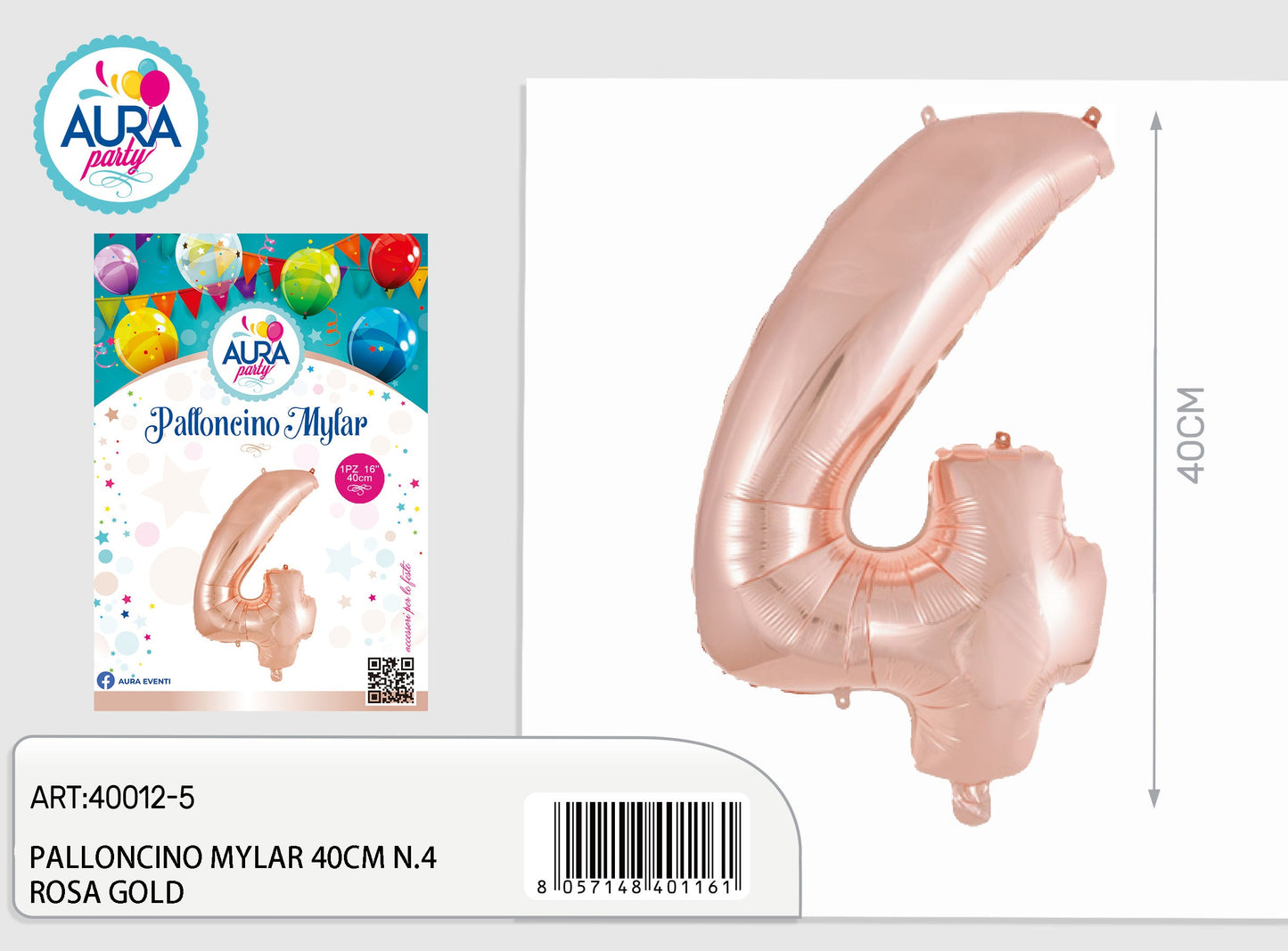 palloncini mylar 18inch n.4 rosa gold
