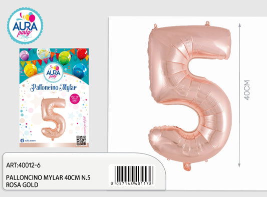 palloncini mylar 18inch n.5 rosa gold
