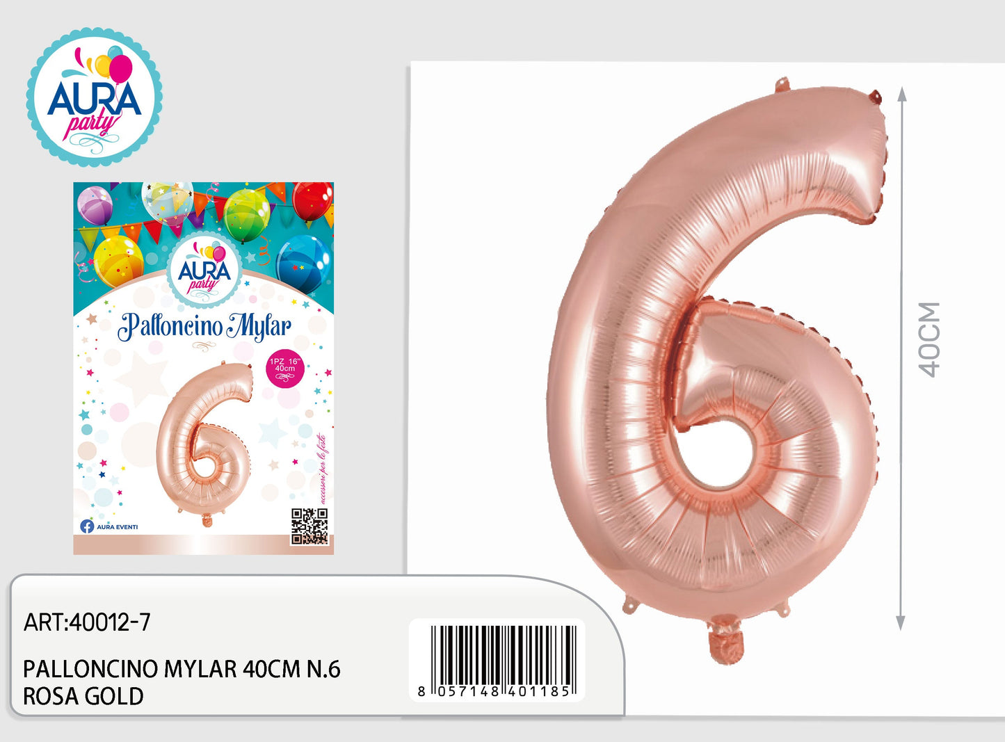 palloncini mylar 18inch n.6 rosa gold