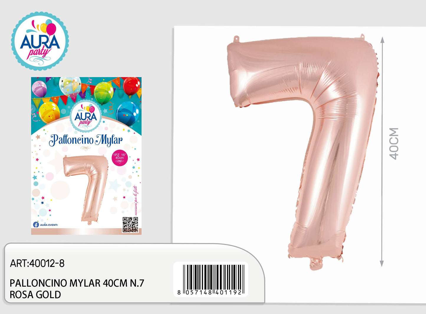 palloncini mylar 18inch n.7 rosa gold