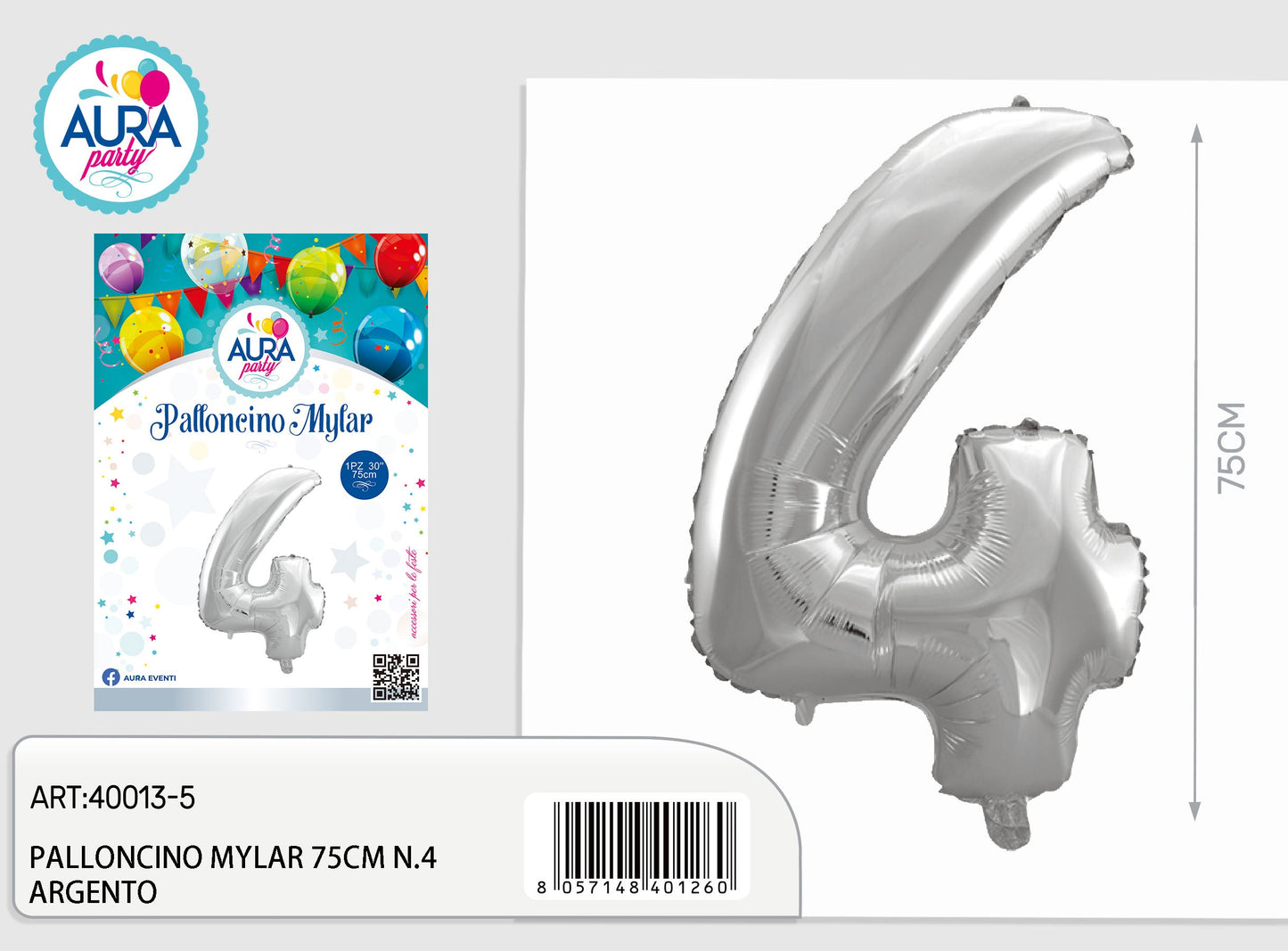 palloncini mylar 32inch n.4 argento